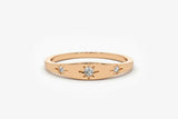 0.4ct Engagement Ring Round Cut Diamond Trilogy Star Design 14k Rose Gold Finish