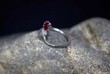 0.4ct Engagement Ring Oval Cut Pink Ruby Curved Minimalist 14k White Gold Finish