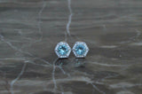 1.2ct Round Cut Blue Aquamarine Diamond Halo Stud Earrings 14k White Gold Finish