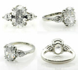 4.5ct Oval Cut Cocktail Trilogy Engagement Ring 14K White Gold Over Pear Accents