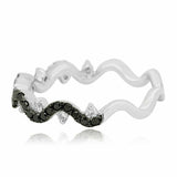 1ct Round Cut Black Diamond Stackable Wave Wedding Ring Band 14k White Gold Over