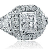 2.5ct Radiant Cut Diamond Engagement Ring Halo Iced Solitaire 14k WhiteGold Over