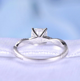 1.6ct Cushion Cut Diamond Twisted Swirl Engagement Ring 14k White Gold Finish