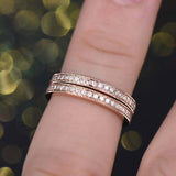 2ct Round Cut Diamond Milgrain Half Eternity Wedding Bands 14k Rose Gold Finish