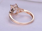 1ct Emerald Cut Peach Morganite Elegant Engagement Ring 14k Rose Gold Finish