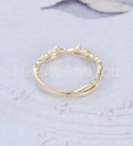 0.1ct Round Cut Moissanite Twig Stacking Wedding Band 14k Yellow Gold Plated