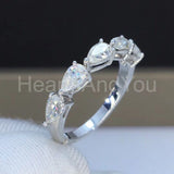 0.5ct Pear Simulated Diamond Half Eternity Wedding Band 14k White Gold Plated