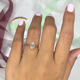 1ct Oval Cut VVS1 Diamond Halo Solitaire Engagement Ring 14k Rose Gold Finish