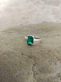 2.1ct Green Emerald Cut Cross Shank Solitaire Women Ring 14k White Gold Finish