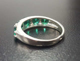 5ct Wedding Band Round Cut Green Emerald Half Eternity 14k White Gold Finish