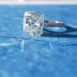 2.3ct Cushion Cut VVS1 Diamond Solitaire Engagement Ring 14k White Gold Finish