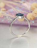 0.5ct Bezel Set Solitaire Ring Pear Cut London Blue Topaz 14k White Gold Finish
