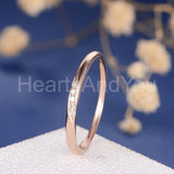 0.1ct Round Cut Moissanite Minimalist Women Wedding Band 14k Rose Gold Plated