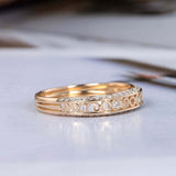 1ct Round Cut Diamond Wedding Band Filigree Half Eternity 14k Yellow Gold Finish