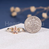 1ct Pear Cut Simulated Morganite Three Stone Engagement Ring 14k Gold Plated