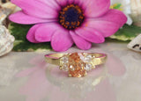 1.2ct Engagement Ring Oval Cut Peach Morganite Solitaire 14k Yellow Gold Finish