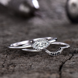 1ct Marquise Cut Diamond Engagement Ring 14k White Gold Finish Curved Bridal Set