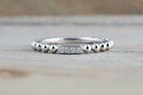 0.4ct Round Cut Diamond Wedding Ring Band 14k White Gold Over Ball Shank Minimal