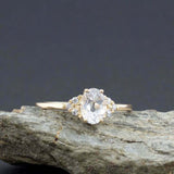 1ct Engagement Ring Oval Cut Diamond Petite Round Accents 14k Yellow Gold Finish