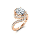 Swirl Twist Solitaire Engagement Ring 2ct Round Cut Diamond 14k Rose Gold Finish