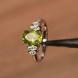 2.3ct Engagement Ring Oval Green Peridot Stylish Art Deco 14k White Gold Finish