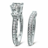 5.5ct Round Cut Diamond Vintage Bridal Set Engagement Ring 14K White Gold Finish