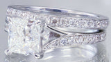 Split Shank Bridal Set Engagement Ring 4ct Princess Diamond 14k White Gold Over