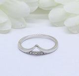 0.25ct Round Cut Diamond Wedding Band Petite Tiara Curved 14k White Gold Finish