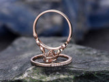 2ct Marquise Cut Morganite Bridal Set Halo Engagement Ring 14K Rose Gold Over