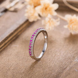 0.3ct Round Cut Simulated Ruby Half Eternity Wedding Band 14k White Gold Plated