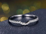 1.4ct Round Cut Diamond Wedding Band Curved Half Eternity 14k White Gold Finish
