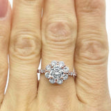 2.5ct Round Cut Diamond Engagement Ring Halo Floral Solitaire 14k Rose Gold Over