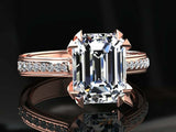 2.3ct Emerald Diamond Solitaire with Accent Bridal Set Ring 14k Rose Gold Finish