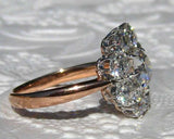Floral Cluster Halo Engagement Ring 2.9ct Round Cut Diamond 14k Two Tone Finish