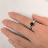 1.5ct Round Cut Black Diamond Classic 4 Prong Solitaire Ring 14k White Gold Over