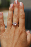 2.5ct Round Peach Morganite Diamond Flower Engagement Ring 14k Rose Gold Over