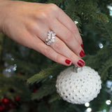 3ct Random Set Pear Cut Diamond Solitaire Engagement Ring 14k White Gold Finish