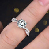 1.5ct Round Cut Diamond Engagement Ring Twisted Promise 14k White Gold Finish