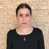 2.5ct Blue Sapphire Pendant Oval Cut Halo Cluster 14k White Gold Finish NO CHAIN