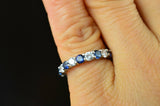 4Ct Round Cut Blue Sapphire Diamond Elegant Wedding Band 14K White Gold Finish
