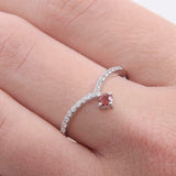 1.2ct Round Cut Red Garnet Engagement Ring Curved Shape 14k White Gold Finish