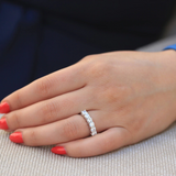 1.3ct Round Cut Diamond Wedding Ring Band 14k White Gold Finish Half Eternity