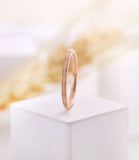 0.01ct Round Cut Moissanite Minimalist Women Wedding Band 14k Rose Gold Plated