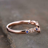 0.5ct Round Cut Blue Tanzanite Wedding Band Curved Stackable 14k RoseGold Finish
