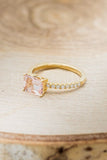 1ct Emerald Cut Simulated Morganite Solitaire Accents Ring 14k YellowGold Plated