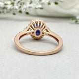 2.3ct Oval Cut Sapphire Diamond Accent Halo Engagement Ring 14k Rose Gold Finish