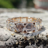 2.5ct Asscher Simulated Diamond Cocktail Eternity Wed Band 14k YellowGold Plated