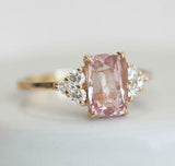 1.5ct Cushion Cut Peach Morganite Petite Round Accents Ring 14k Yellow Gold Over
