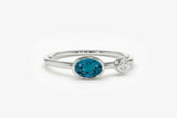 0.4ct Engagement Ring Oval Cut London Blue Topaz Minimalist 14k White Gold Over
