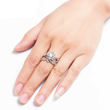 4.5ct Round Cut Diamond Engagement Ring 14k White Gold Finish Floral Bridal Set